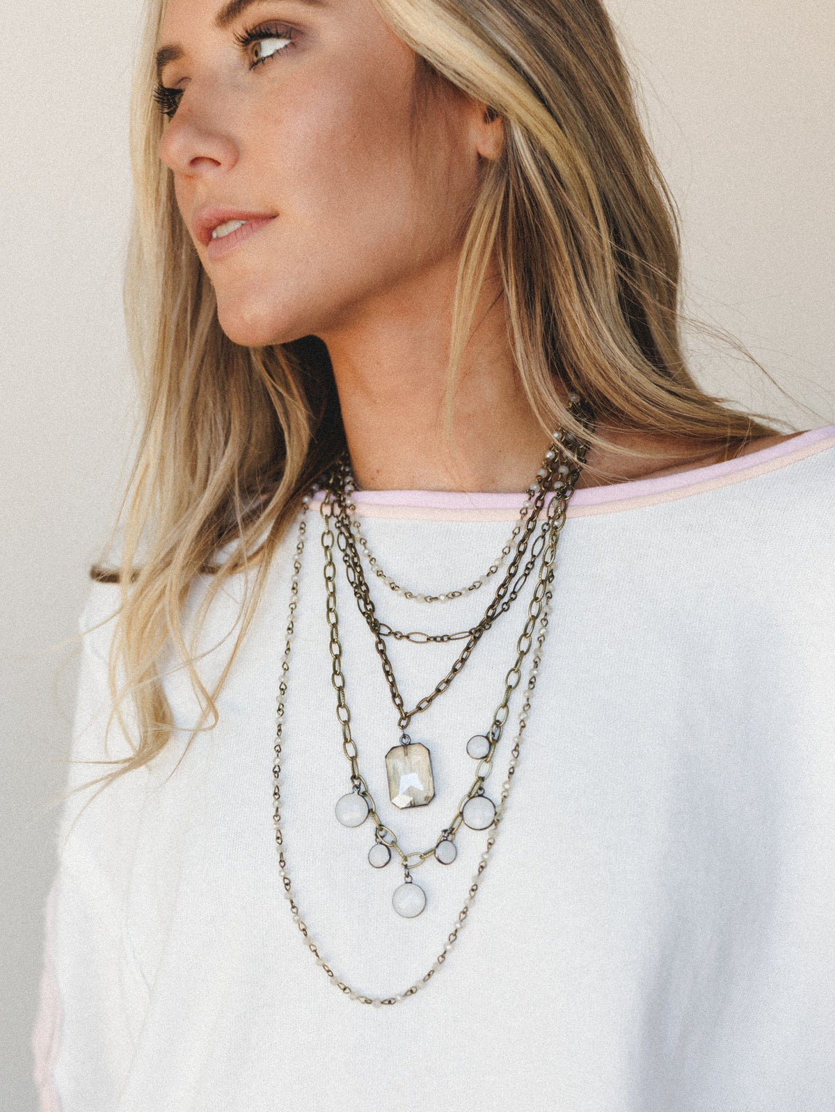 Grace Layered Necklace - Bronze